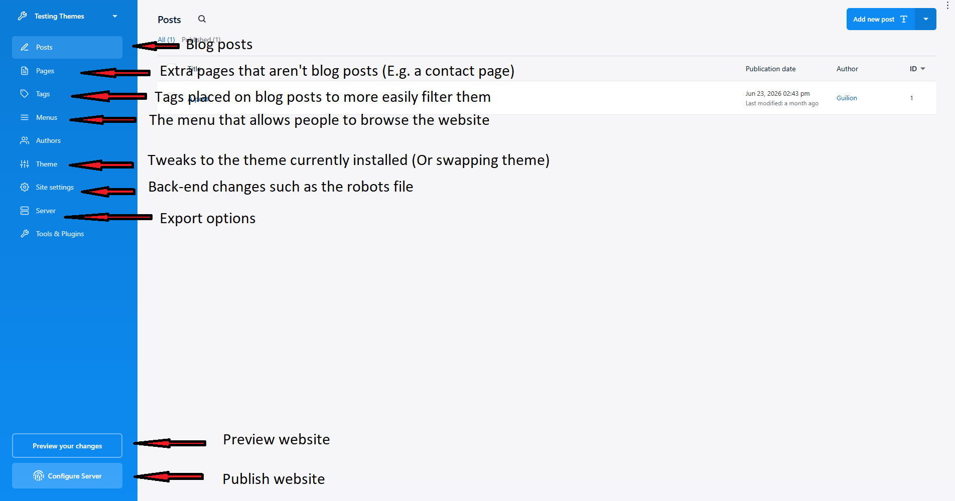 publii interface
