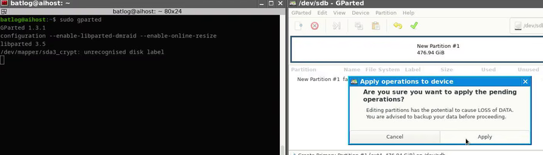 1.1 Using Gparted