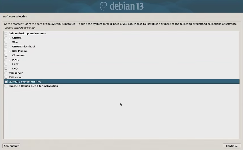 Debian no additional software